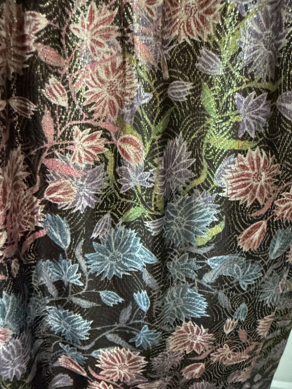 Anthropologie Metallic Floral Sleeveless Blouse Top Black Pink Blue Size M - Picture 3 of 5